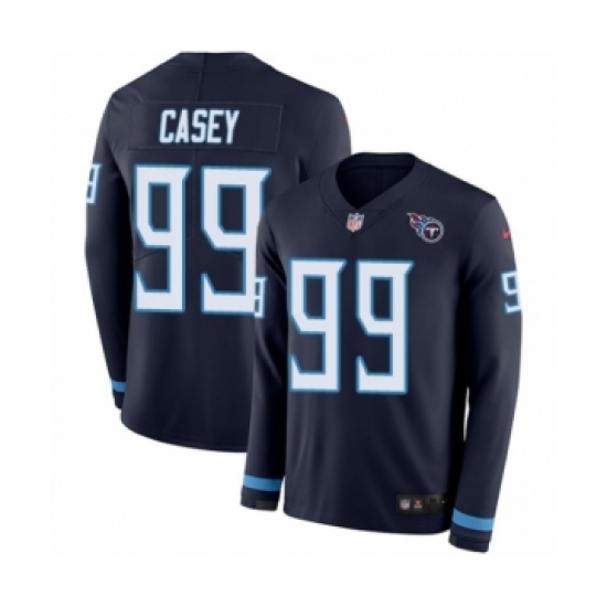Men's Nike Tennessee Titans #99 Jurrell Casey Limited Navy Blue Therma Long Sleeve NFL Jersey - Ujersey