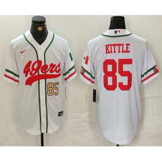 Men's San Francisco 49ers #85 George Kittle Number White Mexico Cool Base Stitched Baseball Jersey - Ujersey