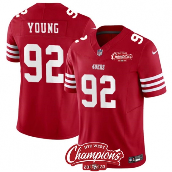Men's San Francisco 49ers #92 Chase Young Red 2023 F.U.S.E. NFC West Champions Football Stitched Jersey - Ujersey