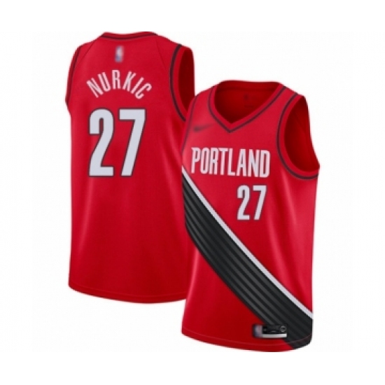 Women's Portland Trail Blazers #27 Jusuf Nurkic Swingman Red Finished Basketball Jersey - Statement Edition - Ujersey