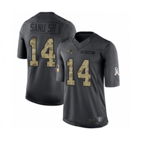 Men's New England Patriots #14 Mohamed Sanu Sr Limited Black 2016 Salute to Service Football Jersey - Ujersey