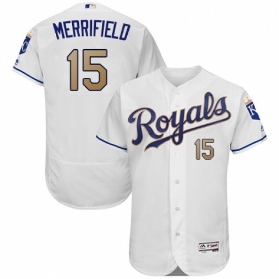 Men's Majestic Kansas City Royals #15 Whit Merrifield White Flexbase Authentic Collection MLB Jersey - Ujersey