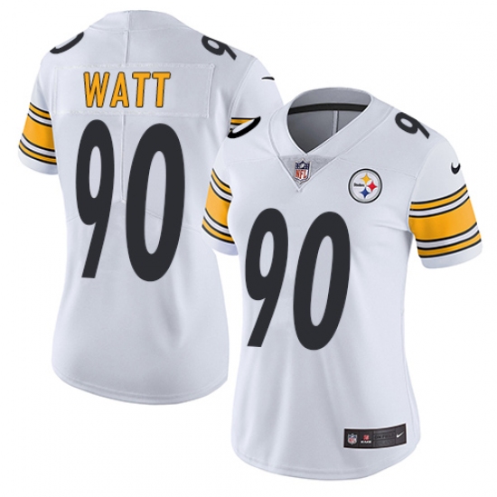 Women's Nike Pittsburgh Steelers #90 T. J. Watt White Vapor Untouchable Limited Player NFL Jersey - Ujersey