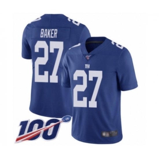 Men's New York Giants #27 Deandre Baker Royal Blue Team Color Vapor Untouchable Limited Player 100th Season Football Jersey - Ujersey