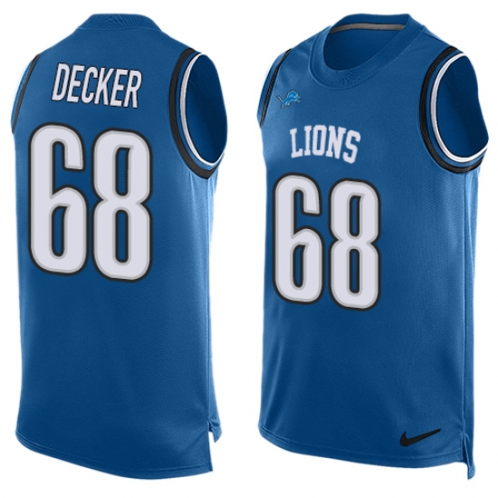 Men's Nike Detroit Lions #68 Taylor Decker Limited Light Blue Player Name & Number Tank Top NFL Jersey - Ujersey