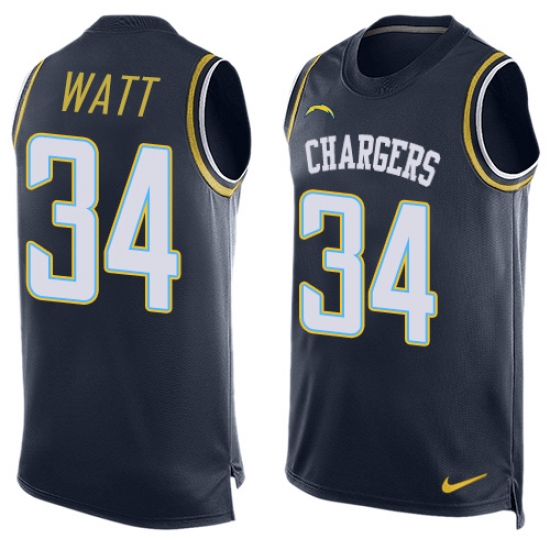 Men's Nike Los Angeles Chargers #34 Derek Watt Limited Navy Blue Player Name & Number Tank Top NFL Jersey - Ujersey