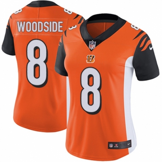 Women's Nike Cincinnati Bengals #8 Logan Woodside Orange Alternate Vapor Untouchable Limited Player NFL Jersey - Ujersey
