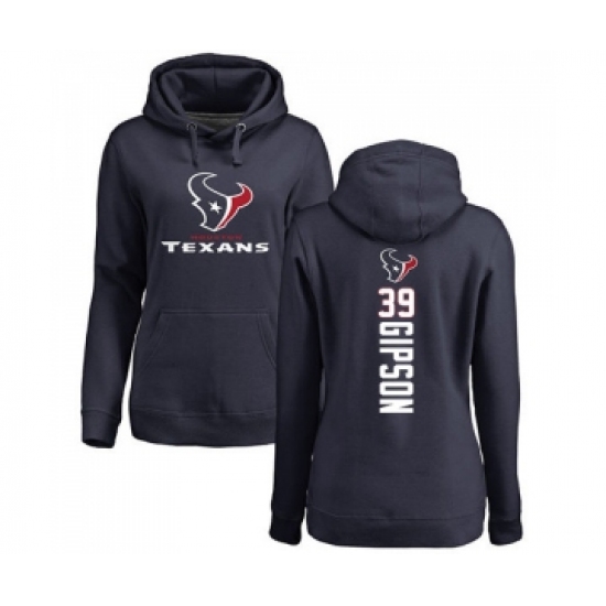 Football Women's Houston Texans #39 Tashaun Gipson Navy Blue Backer Pullover Hoodie - Ujersey