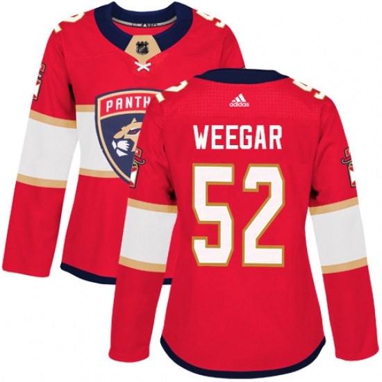 Women's Adidas Florida Panthers #52 MacKenzie Weegar Authentic Red Home NHL Jersey - Ujersey