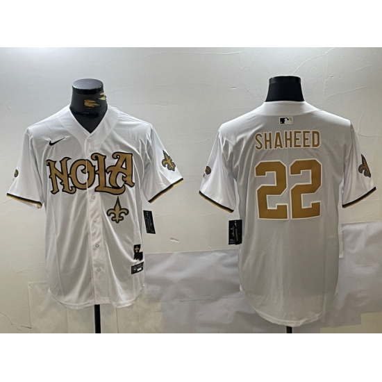 Men's New Orleans Saints #22 Rashid Shaheed White Cool Base Stitched Baseball Jersey - Ujersey