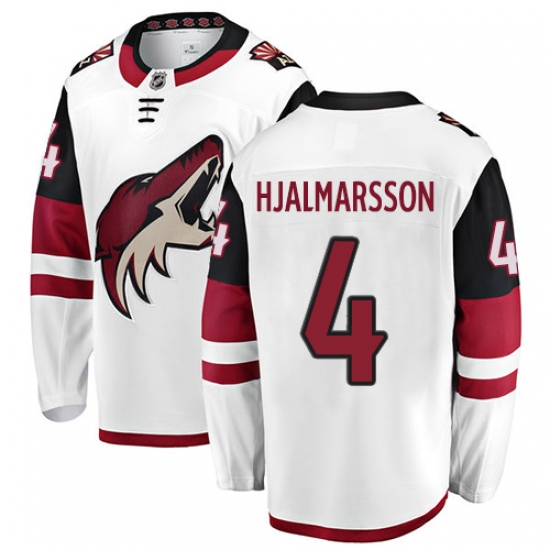 Men's Arizona Coyotes #4 Niklas Hjalmarsson Fanatics Branded White Away Breakaway NHL Jersey - Ujersey