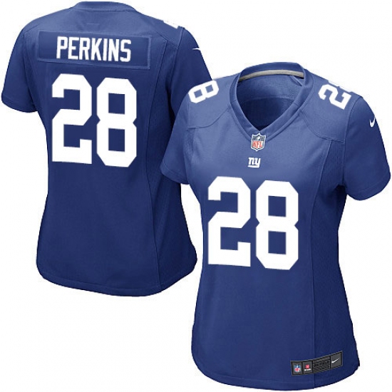 Women's Nike New York Giants #28 Paul Perkins Game Royal Blue Team Color NFL Jersey - Ujersey