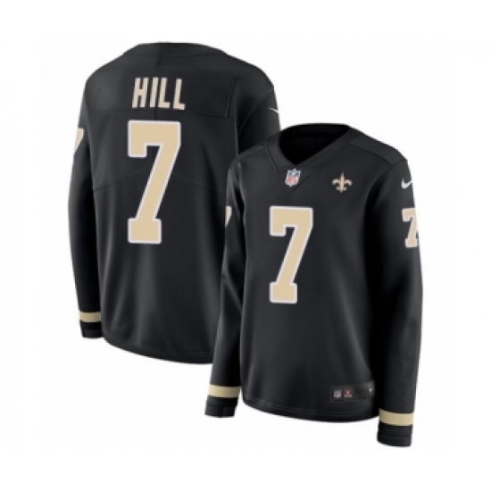 Women's Nike New Orleans Saints #7 Taysom Hill Limited Black Therma Long Sleeve NFL Jersey - Ujersey