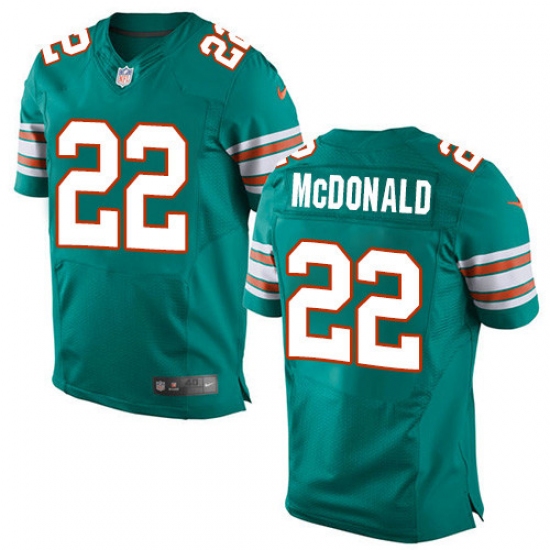 Men's Nike Miami Dolphins #22 T.J. McDonald Elite Aqua Green Alternate NFL Jersey - Ujersey