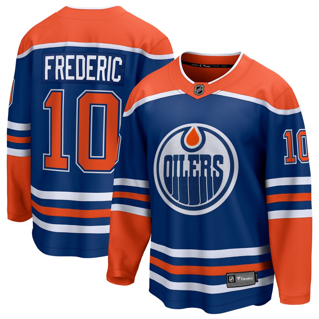 Men's Edmonton Oilers Trent Frederic Fanatics Royal Home Breakaway Jersey - SUjersey01