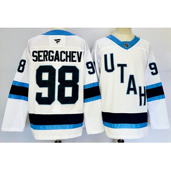 Men's Utah Hockey Club #98 Mikhail Sergachev White 2024-25 Stitched Jersey