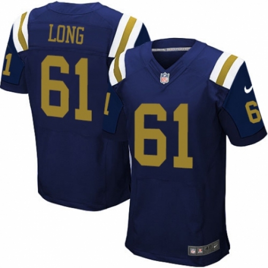 Men's Nike New York Jets #61 Spencer Long Elite Navy Blue Alternate NFL Jersey - Ujersey