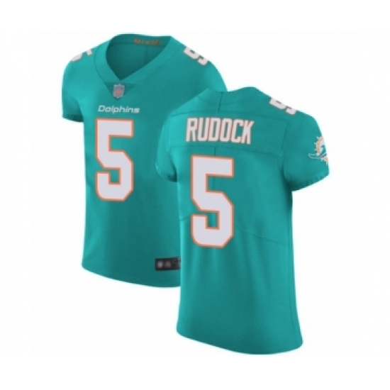 Men's Miami Dolphins #5 Jake Rudock Aqua Green Team Color Vapor Untouchable Elite Player Football Jersey - Ujersey