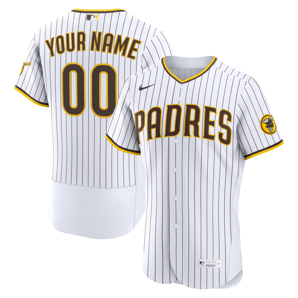 Men's San Diego Padres Nike White Home Authentic Custom Jersey - U-jersey