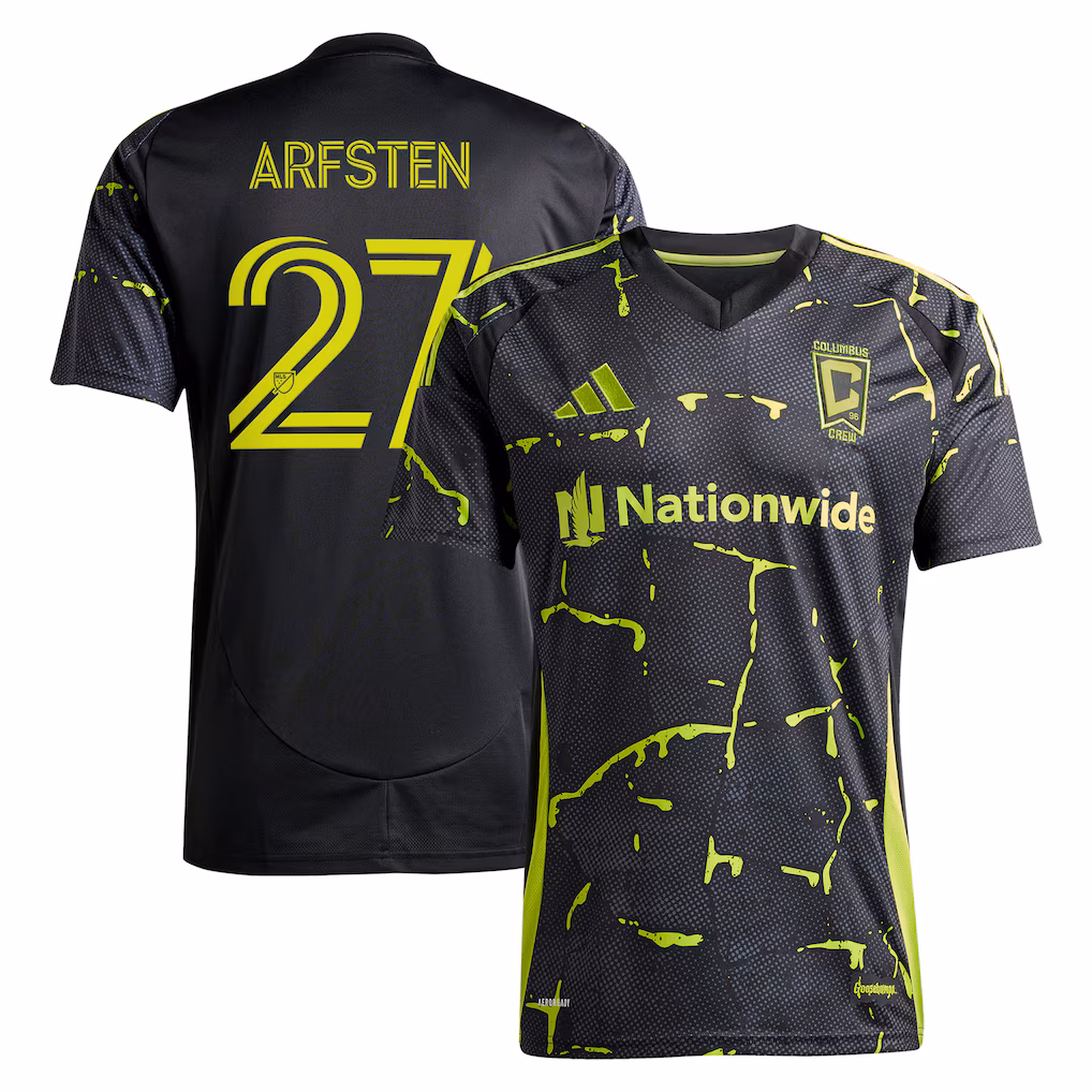 Men's Columbus Crew Maximilian Arfsten adidas Black 2025 The Goosebumps Kit Replica Jersey - Ujersey NHL