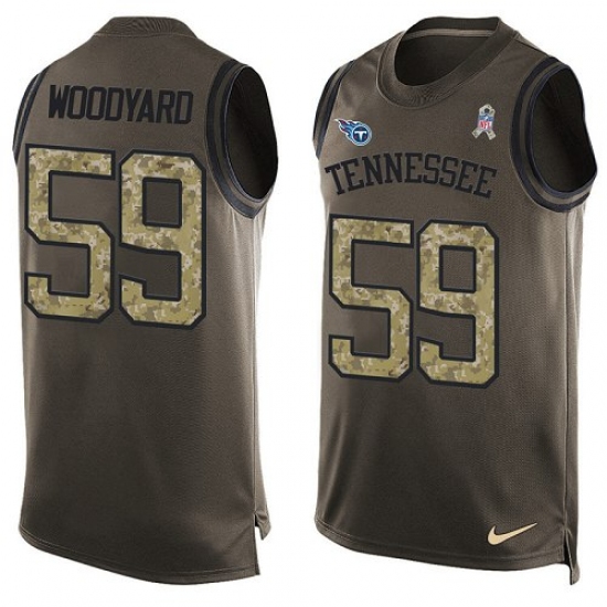 Men's Nike Tennessee Titans #59 Wesley Woodyard Limited Green Salute to Service Tank Top NFL Jersey - Ujersey