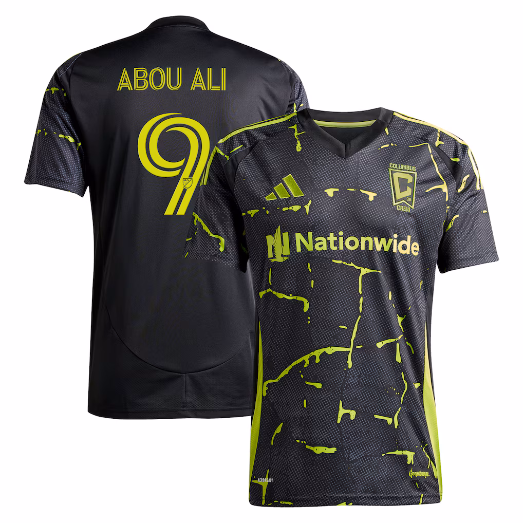 Men's Columbus Crew Wessam Abou Ali adidas Black 2025 The Goosebumps Kit Replica Jersey