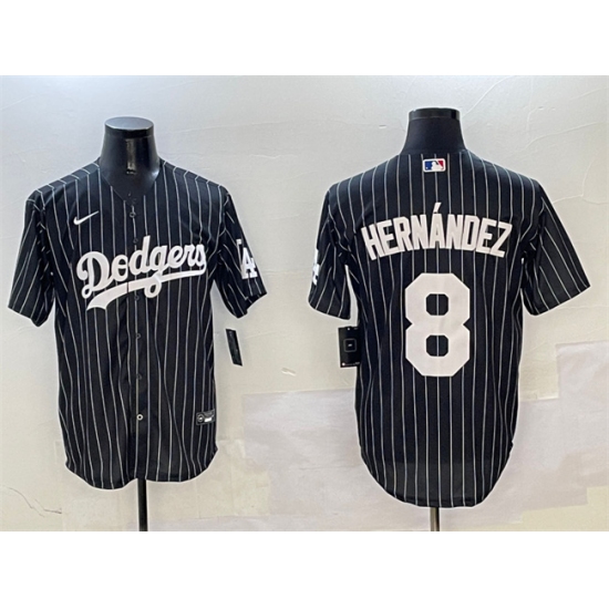 Mens Los Angeles Dodgers #8 Enrique Hernández Black Cool Base Stitched Baseball Jersey