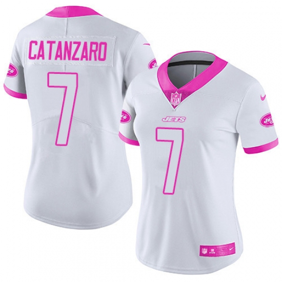 Women's Nike New York Jets #7 Chandler Catanzaro Limited White/Pink Rush Fashion NFL Jersey - Ujersey