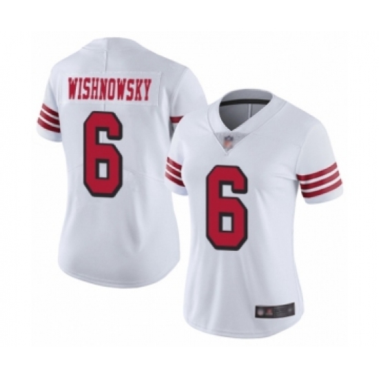 Women's San Francisco 49ers #6 Mitch Wishnowsky Limited White Rush Vapor Untouchable Football Jersey - Ujersey