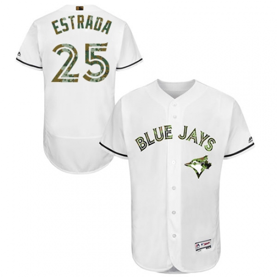Men's Majestic Toronto Blue Jays #25 Marco Estrada Authentic White 2016 Memorial Day Fashion Flex Base MLB Jersey - Ujersey