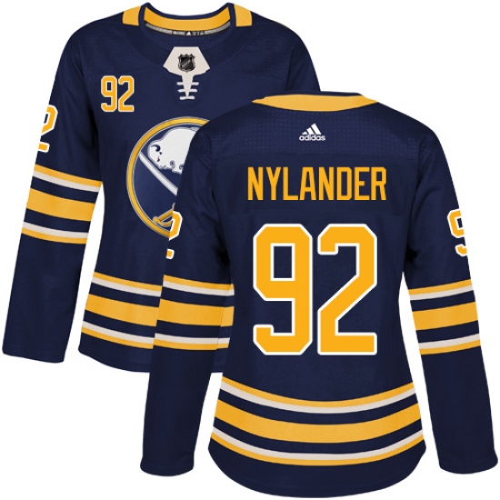 Women's Adidas Buffalo Sabres #92 Alexander Nylander Authentic Navy Blue Home NHL Jersey