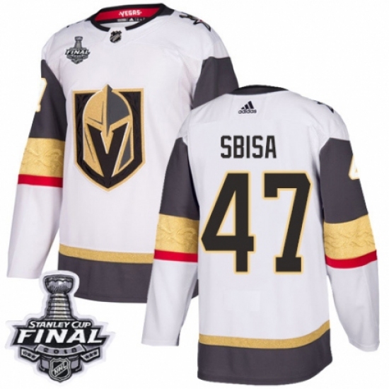 Youth Adidas Vegas Golden Knights #47 Luca Sbisa Authentic White Away 2018 Stanley Cup Final NHL Jersey - Ujersey