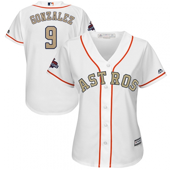 Women's Majestic Houston Astros #9 Marwin Gonzalez Authentic White 2018 Gold Program Cool Base MLB Jersey - Ujersey