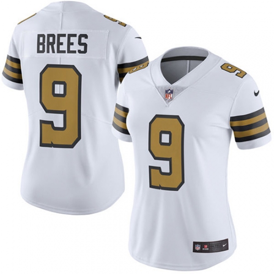 Women's Nike New Orleans Saints #9 Drew Brees Limited White Rush Vapor Untouchable NFL Jersey - Ujersey