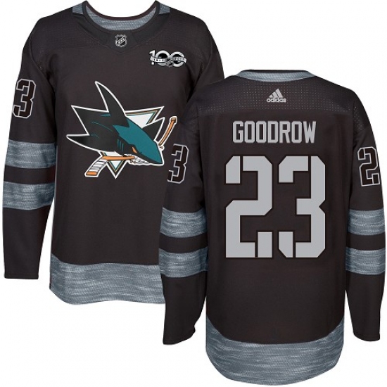 Men's Adidas San Jose Sharks #23 Barclay Goodrow Authentic Black 1917-2017 100th Anniversary NHL Jersey - Ujersey
