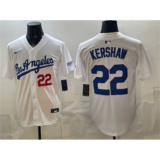 Men's Los Angeles Dodgers #22 Clayton Kershaw White Alternate Stadium Stitched Baseball Jersey - Ujersey