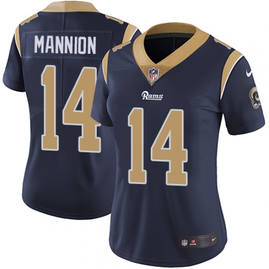 Women's Nike Los Angeles Rams #14 Sean Mannion Navy Blue Team Color Vapor Untouchable Limited Player NFL Jersey - Ujersey