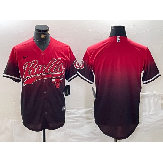 Men's Chicago Bulls Blank Red Black Stitched Baseball Jersey - Ujersey