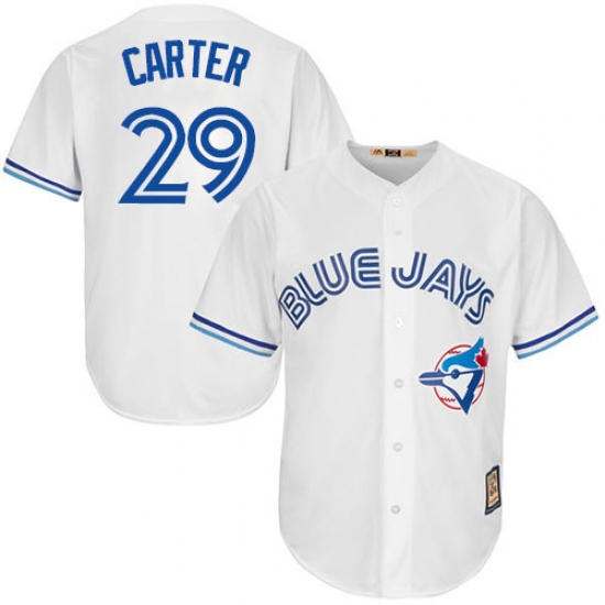 Men's Majestic Toronto Blue Jays #29 Joe Carter Authentic White Cooperstown MLB Jersey - Ujersey