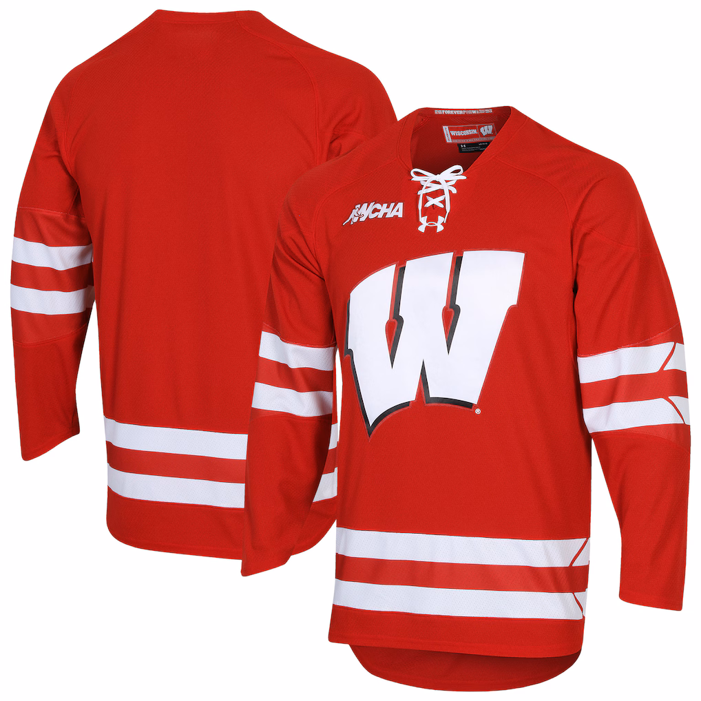 Men's Under Armour Red Wisconsin Badgers Replica Hockey Jersey - Ujersey NHL
