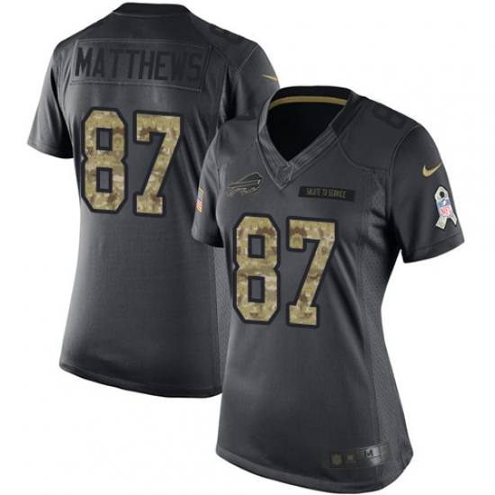 Women's Nike Buffalo Bills #87 Jordan Matthews Limited Black 2016 Salute to Service NFL Jersey - Ujersey