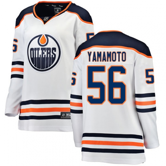 Women's Edmonton Oilers #56 Kailer Yamamoto Authentic White Away Fanatics Branded Breakaway NHL Jersey - Ujersey