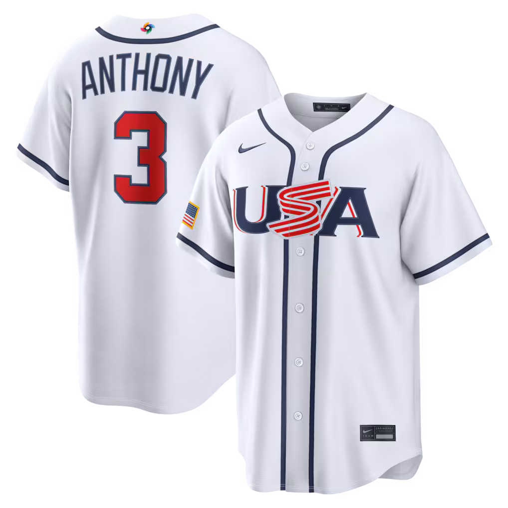 Men's USA Baseball Roman Anthony Nike White 2026 World Baseball Classic Home Stadium Jersey