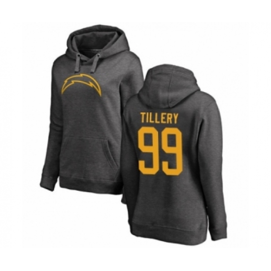 Football Women's Los Angeles Chargers #99 Jerry Tillery Ash One Color Pullover Hoodie - Ujersey NHL