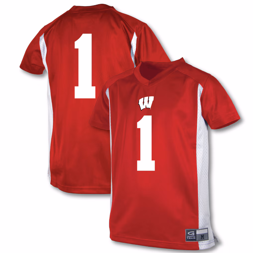 Youth Garb #1 Red Wisconsin Badgers Football Jersey - Ujersey