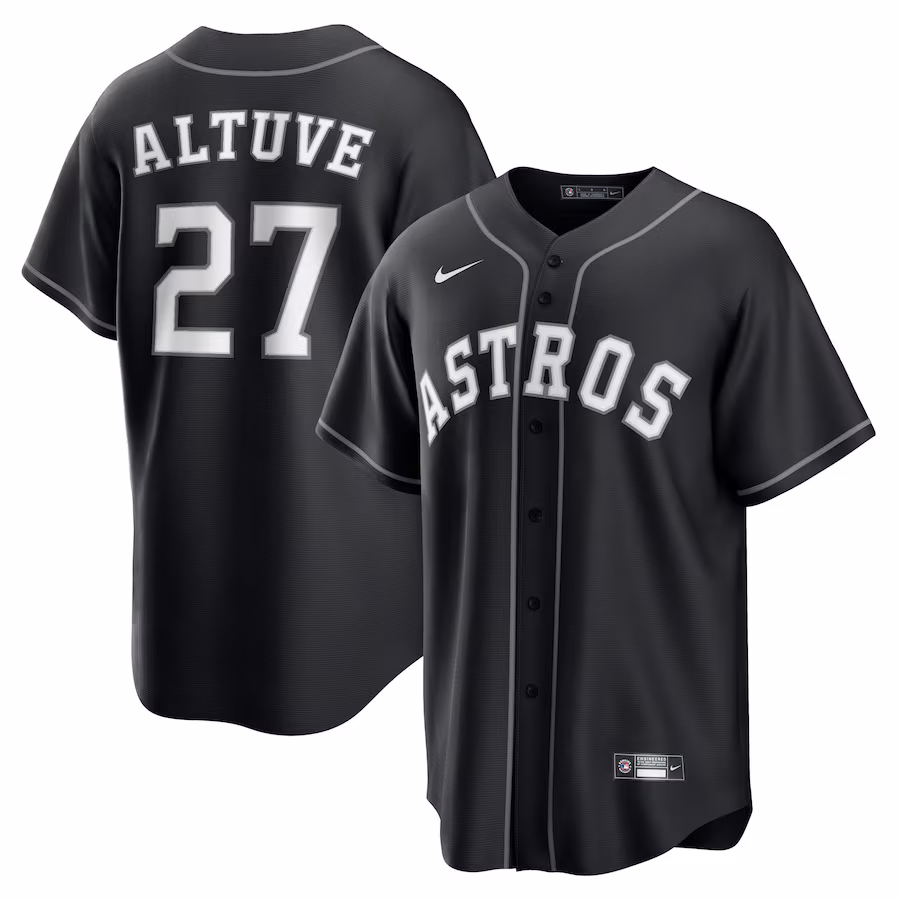 Men's Houston Astros Jose Altuve Nike Black Replica Player Jersey - Ujersey NHL