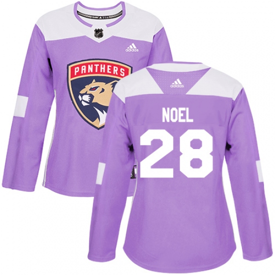 Women's Adidas Florida Panthers #28 Serron Noel Authentic Purple Fights Cancer Practice NHL Jersey - Ujersey