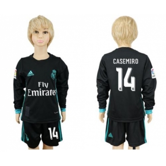 Real Madrid #14 Casemiro Away Long Sleeves Kid Soccer Club Jersey