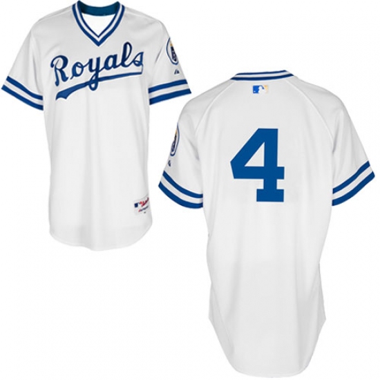Men's Majestic Kansas City Royals #4 Alex Gordon Authentic White 1974 Turn Back The Clock MLB Jersey - Ujersey