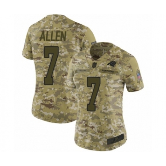 Women's Carolina Panthers #7 Kyle Allen Limited Camo 2018 Salute to Service Football Jersey - Ujersey
